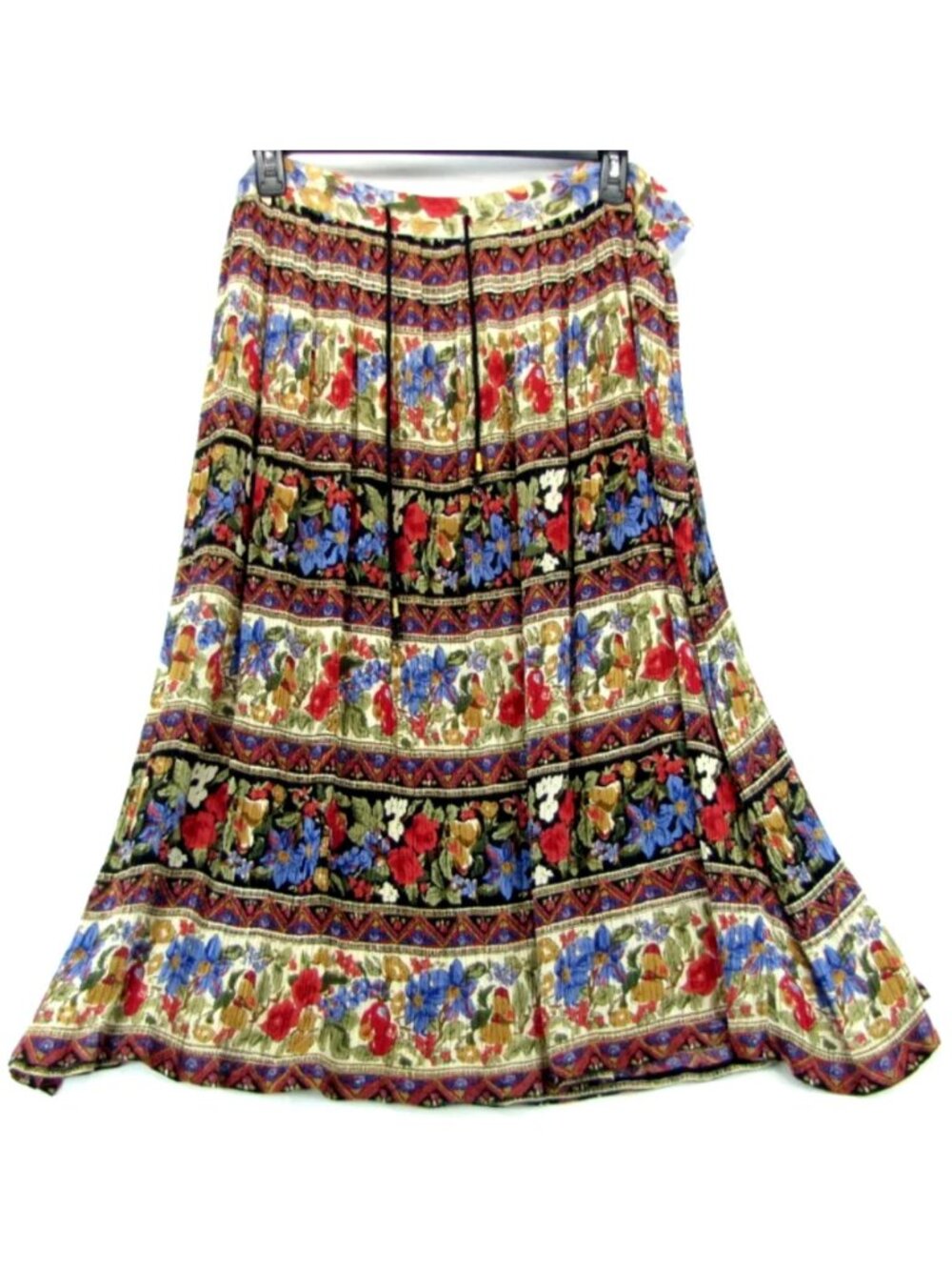 SALE! Floral Flare Brown Red Blue Long Skirt